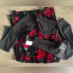 Girls Black and Red Floral Dress